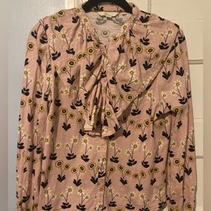 Boden Ruffle Front Jersey Shirt